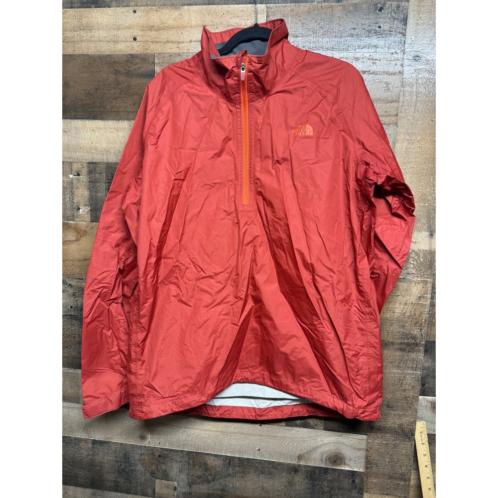 The North Face Mens HyVent 1/2 Zip Rain Jacket Orange Red Pullover Size L